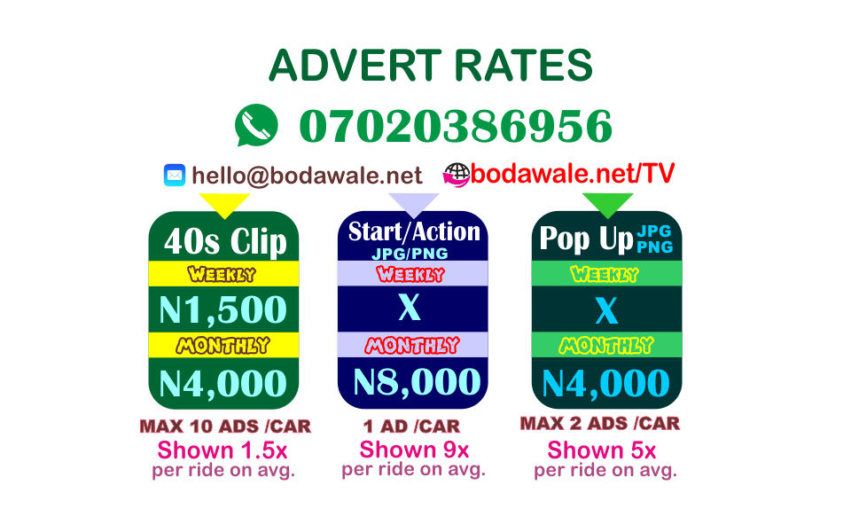 BodaWaleTV advert rates